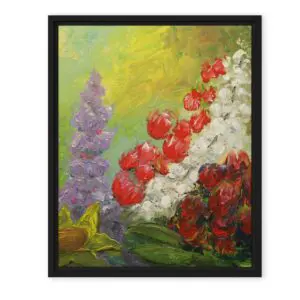 "Flowers with Resting Sunflower" (Framed Canvas) by Robert MacDonald (8x10)