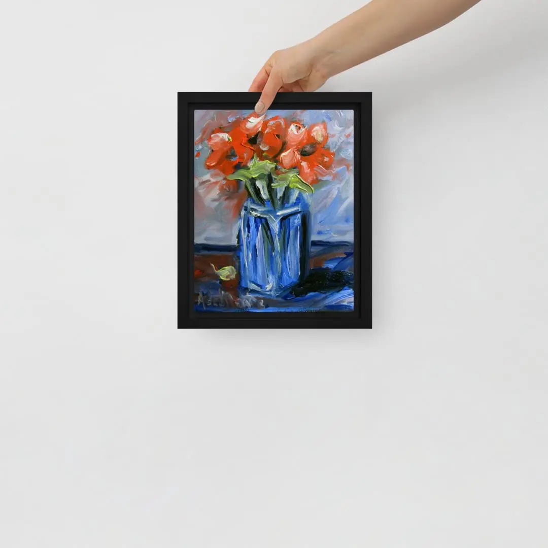 "Flowers in Blue Vase" (Framed/Unframed Canvas) by Andre de Monte (8x10) 6 "Flowers in Blue Vase" (Framed/Unframed Canvas) by Andre de Monte (8x10) - Image 6