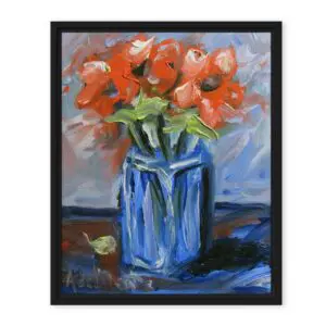 "Flowers in Blue Vase" (Framed/Unframed Canvas) by Andre de Monte (8x10)