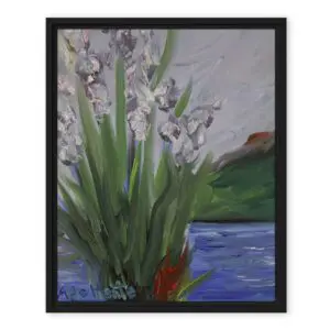 "Irises on The Water Before A Storm" (Framed/Unframed Canvas) by Andre de Monte (8x10)