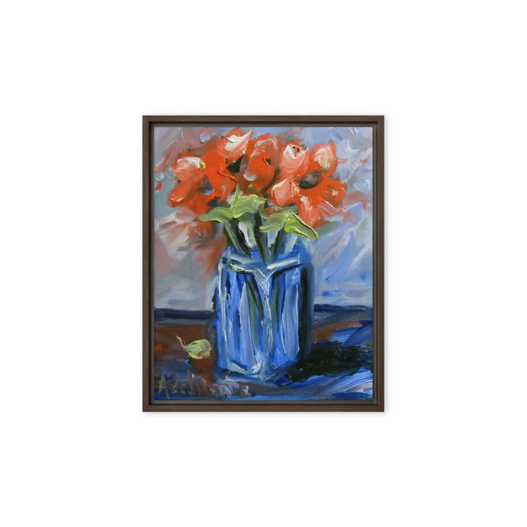 "Flowers in Blue Vase" (Framed/Unframed Canvas) by Andre de Monte (8x10) 4 "Flowers in Blue Vase" (Framed/Unframed Canvas) by Andre de Monte (8x10) - Image 4