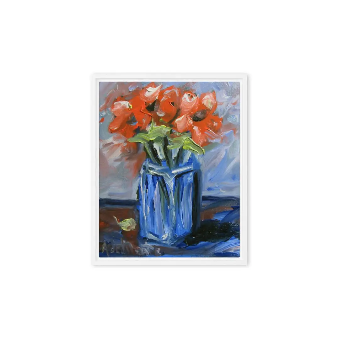 "Flowers in Blue Vase" (Framed/Unframed Canvas) by Andre de Monte (8x10) 3 "Flowers in Blue Vase" (Framed/Unframed Canvas) by Andre de Monte (8x10) - Image 3