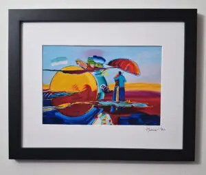 Umbrella Couple After Peter Max New Moon Pop Art Print Signed Mira COA