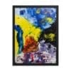 This is an abstract fine art print of an abstract Van Gogh's Café Terrace. The sky is blue and the café is yellow.