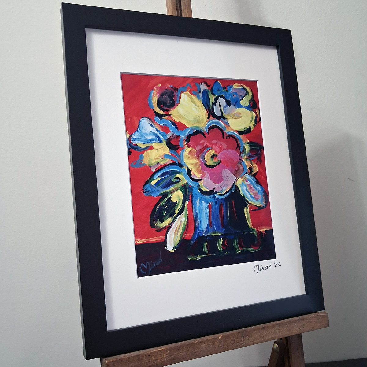 Abstract Flowers After Peter Max Print from Original Painting by Mira Signed COA 2 Abstract Flowers After Peter Max Print from Original Painting by Mira Signed COA - Image 2