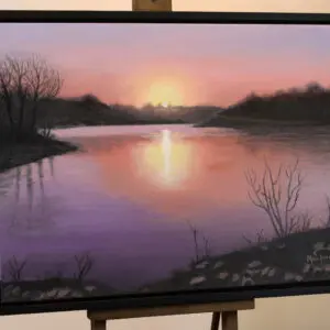 Two Rivers Sunset Serenity oil painting - Fine Art Auction to Benefit Friends of Two Rivers