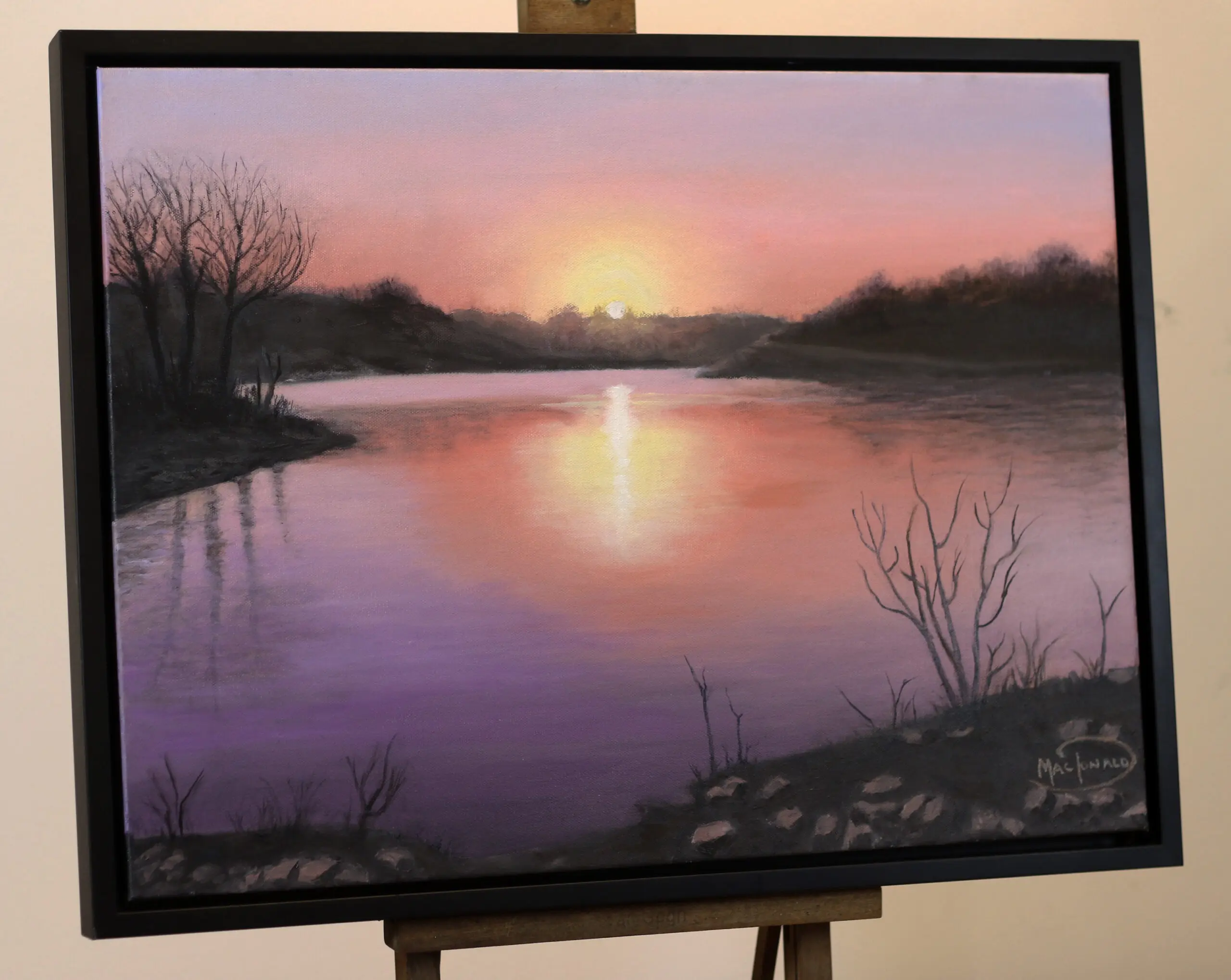 Two Rivers Sunset Serenity oil painting - Fine Art Auction to Benefit Friends of Two Rivers