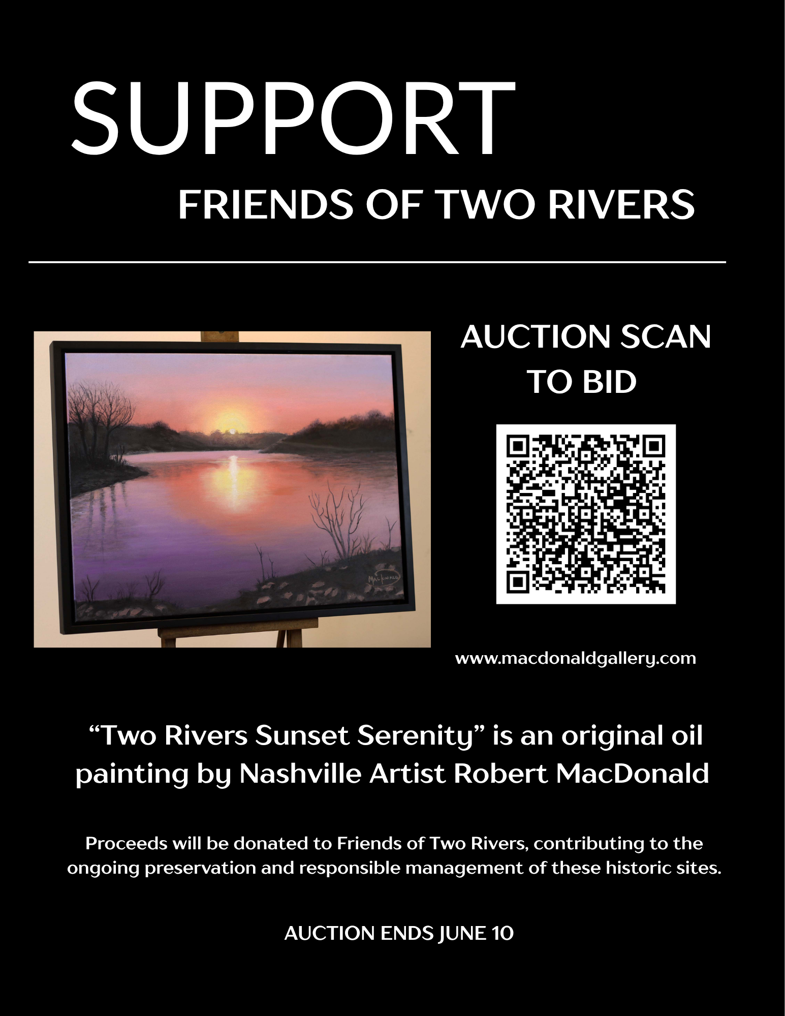 Two Rivers Sunset Serenity oil painting - Fine Art Auction to Benefit Friends of Two Rivers - Image 6