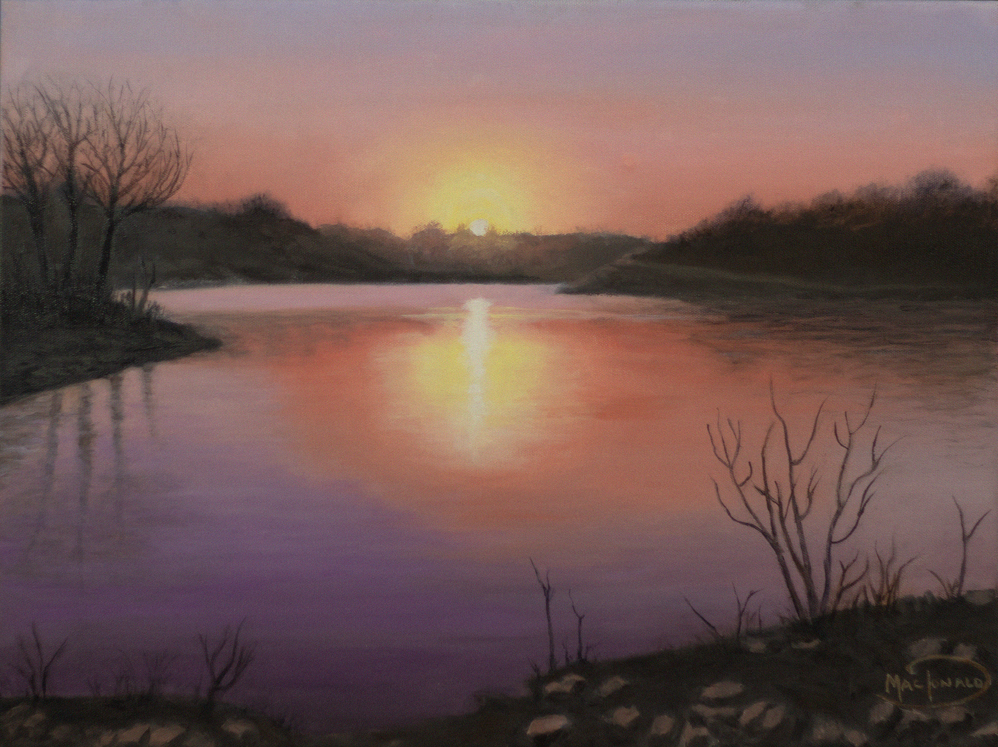 Two Rivers Sunset Serenity oil painting - Fine Art Auction to Benefit Friends of Two Rivers - Image 4