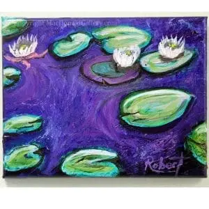 Purple Blue Water Lily Pond by artist Robert MacDonald