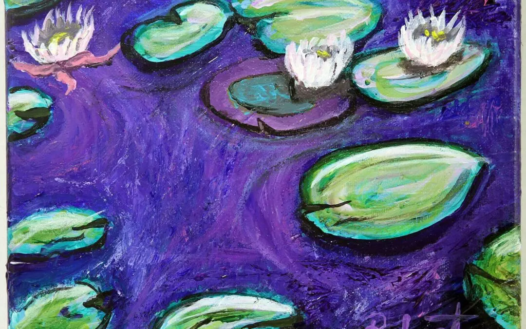 Purple Blue Water Lily Pond