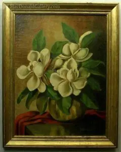 Vintage Plumeria Flowers Oil Painting Adelee Wendel
