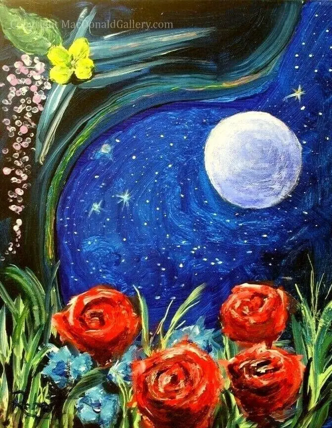 Four Red Roses In The Galaxy by Artist Robert MacDonald | MacDonald Gallery
