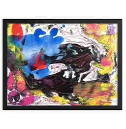 Times of Change is a mesmerizing abstract painting that captures the tumultuous energy of transformation through its vivid color palette and dynamic composition. The canvas is a vibrant explosion of blue, red, purple, yellow, and fuchsia, each hue contributing to a sense of movement and emotional intensity.